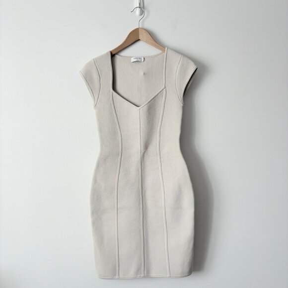 Aritzia Babaton Sculpt Knit Prestige Dress Matte Pearl White Size Small - Picture 2 of 6